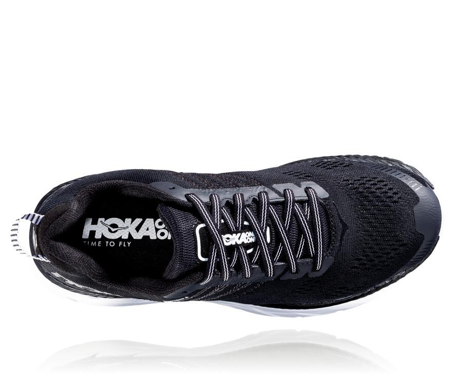 Hoka Australia One One Clifton 6 - Womens Walking Shoes Black/White - AMEOI-1893